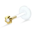 Gemstone Flower Shaped Labrets Push-in LA-374